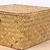 Moosky Wicker Shelf Baskets With Lid,Natural Seagrass