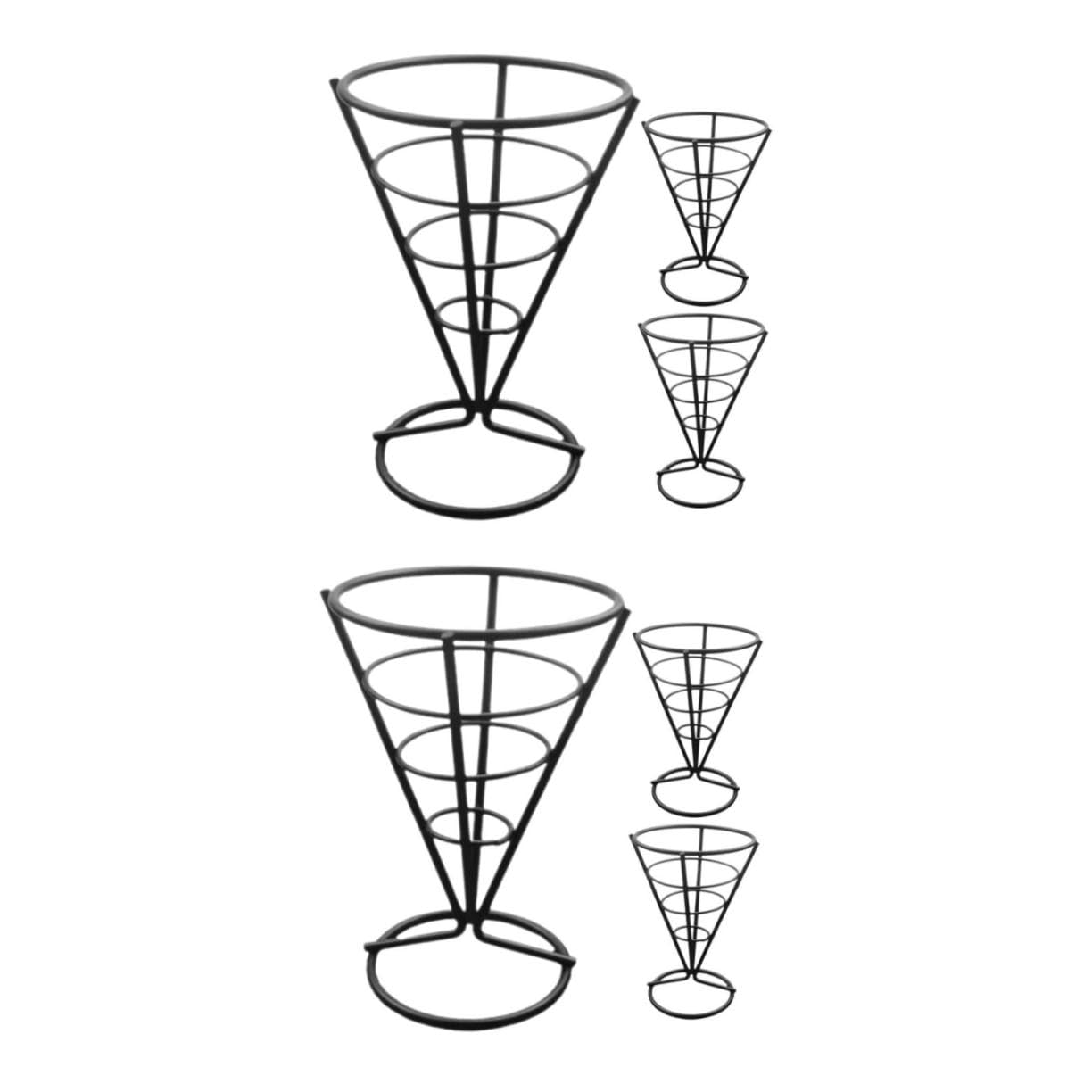 TOYANDONA 6 Piezas Soporte para Papas Fritas de Acero Inoxidable Cesta Hueca para Snacks Fritos con Soporte para Salsa para Restaurantes Bodas y Banquetes