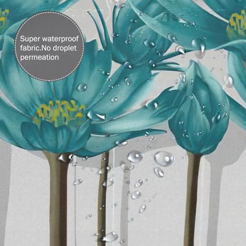 Rideau de douche imprimé floral gris sarcelle 183x183 cm en polyester résistant avec œillets - 7