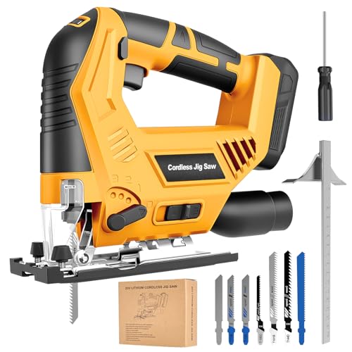 Image of CAMXTOOL Jig Saw Compatible with Dewalt 20V Max Battery (No Battery), Cordless Jig Saw Brushless Jigsaw Tool with LED Light, 0°- 45° Bevel Cuts, 3 Orbital Settings for Straight/Curve/Circle Cutting