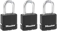Master Lock Magnum All-Weather Keyed Alike Padlocks, 1-7/8" Body 1-1/2" Shackle Black 3-Pack for Gates Fences Sheds