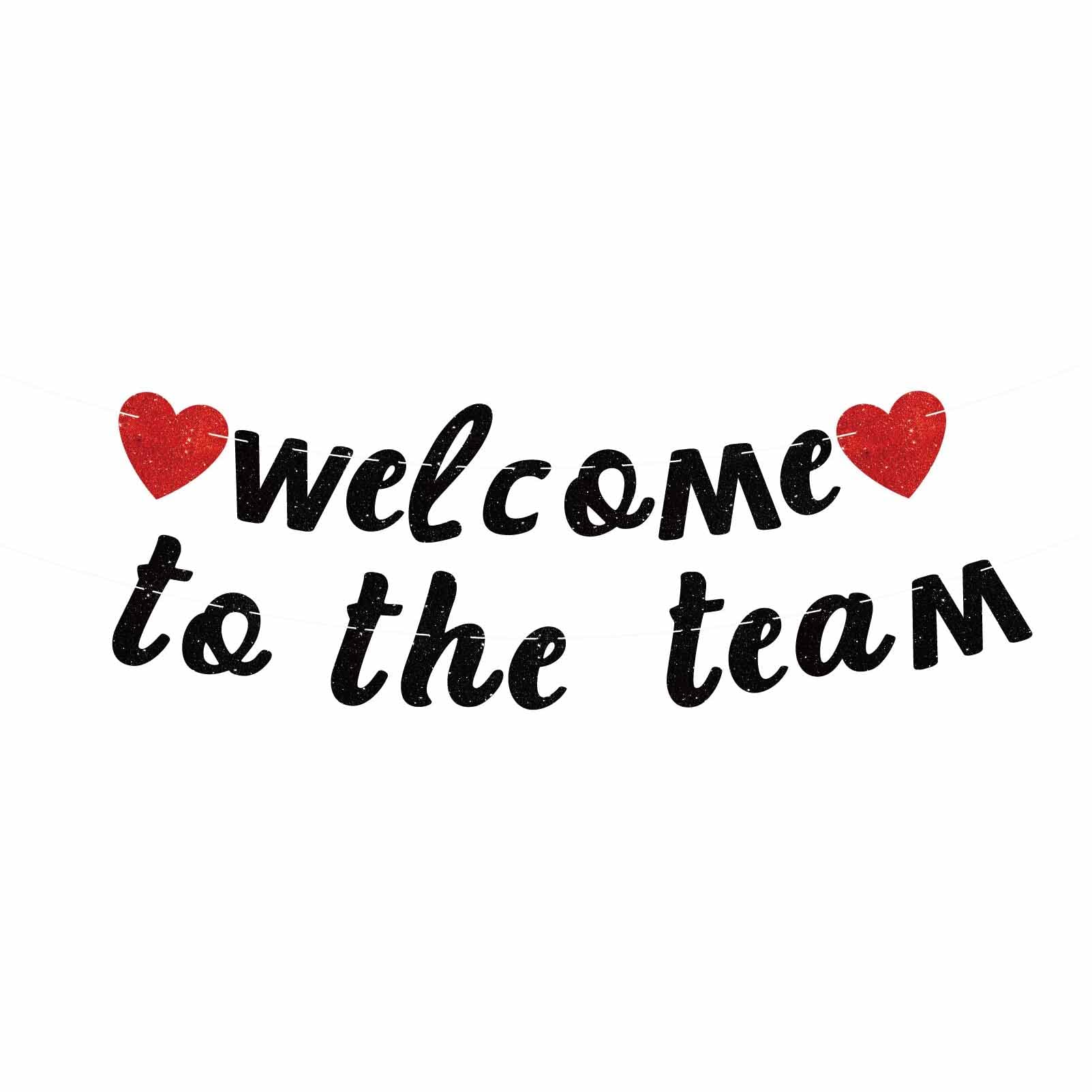 Vrogadso Welcome to The Team Banner Black Glittery New Employee Member Welcome Banner Decorations for Office Party