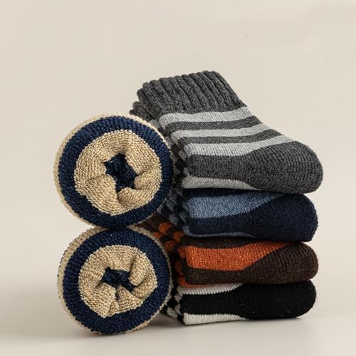 CHUNFO Womens Striped Warm Socks Wool Sock Casual,Cotton,Boot,Loafers,Flats,Size5.5-114