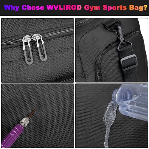 دبليو في ال آي ار أو دي شنطة صالة الالعاب الرياضية مع فصل جاف ورطب وجيوب لتخزين الاحذية، شنط سفر من القماش الخشن مقاومة للماء لعطلة نهاية الاسبوع