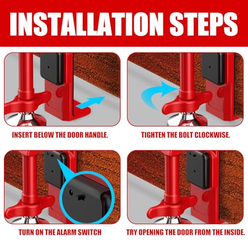 Türstopper Alarm Einbruchschutz 80dB Hotelsicherheit Persönlicher Schutz Einstellbare Türalarm für Zuhause, Hotel, Reisen, mit Batterien