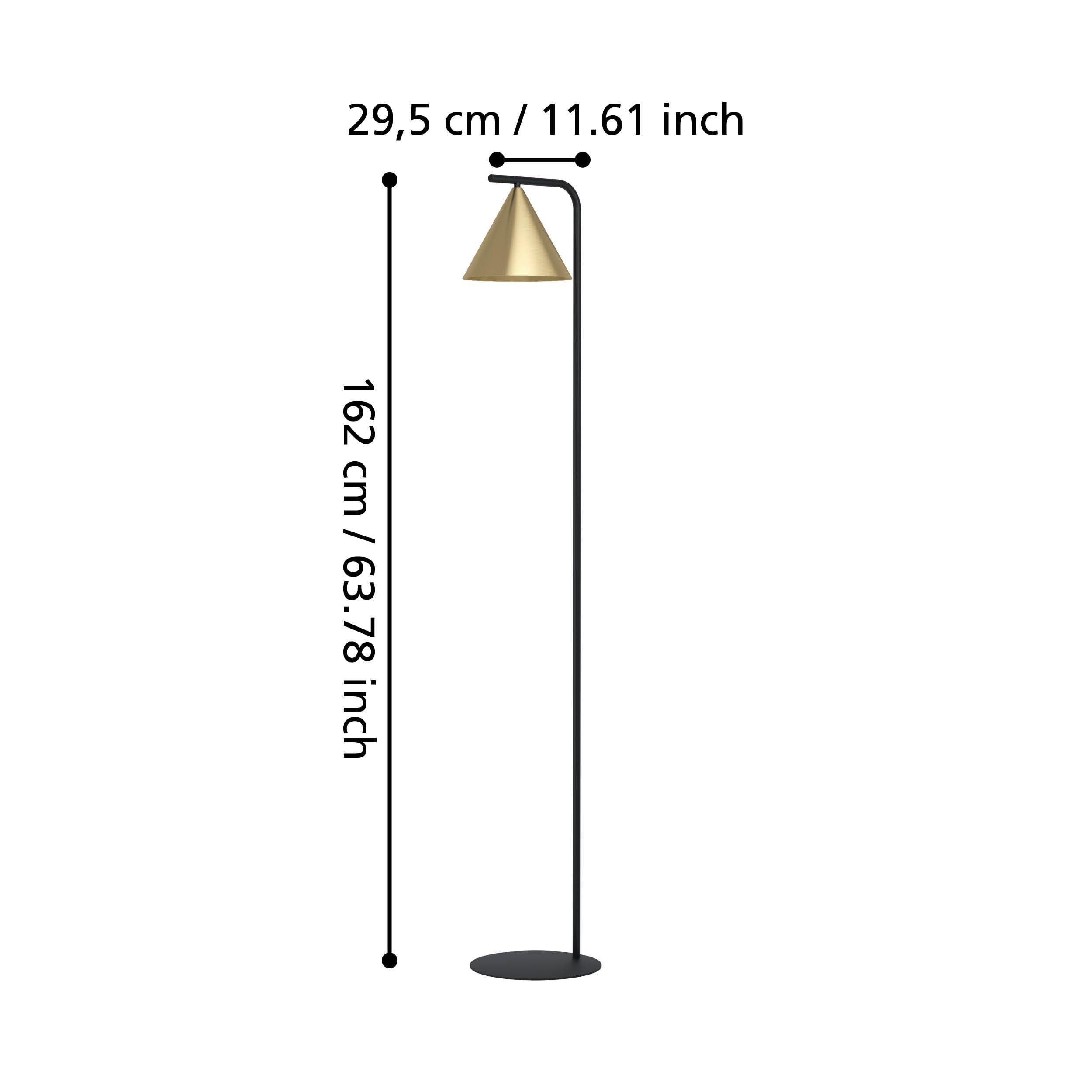 EGLO lampa podłogowa Narices, 1-punktowa lampka minimalistyczna, oświetlenie z metalu w kolorze mosiądzu szczotkowanego, złotym, czarnym, do salonu z przełącznikiem schodkowym, E27