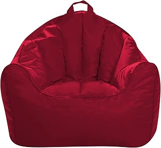 Posh Creations Structured Comfy Bean Bag Chair for Gaming, Reading, and Watching TV, Malibu Lounge, Microsuede - Red