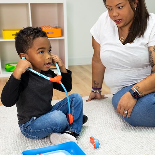 Image of Fat Brain Toys Pretendables Doctor Playset, Pretend Play Toys, Kids Doctor Play Set with Storage for Ages 3+ | Built-in storage. Stethoscope with heartbeat sounds. Light-up X-ray panel. Imaginative play, role-play. Kids, ages 3 and up.