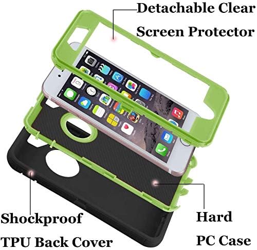 Co-Goldguard Case for iPhone 7 Heavy Duty iPhone 8 Cover Durable 3 in 1 Built-in Screen Protector Hard Cover Dust-Proof Shockproof Drop-Proof Shell (Black&Green)