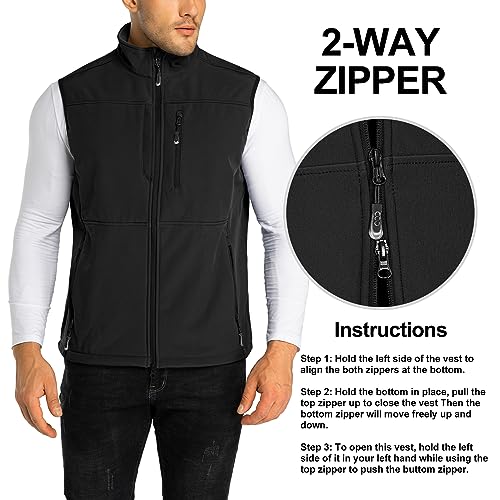 33,000Ft 3JL009 Men'S Lightweight Softshell Vest Outerwear Zip Up Fleece Lined Windproof Sleeveless Jacket thumb #1