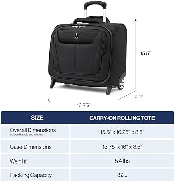 Travelpro Maxlite 5 Softside Lightweight Rolling Underseat Tote Upright 2 Wheel Bag, Men and Women, 14-Inch Black