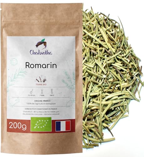 Chabiothé - Romarin BIO 200g - Origine FRANCE - feuilles séchées pour tisane, infusion, épices et cuisine