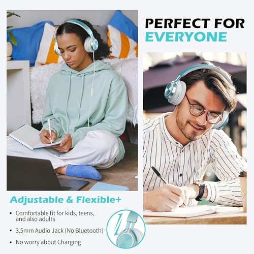 Image of AILIHEN C8 Headphones Wired, On-Ear Headphones with Microphone and Volume Control, Corded 3.5mm Headset for Boys Girl School Smartphones Chromebook Laptop Computer Tablets Airplane Travel (Lime Green)