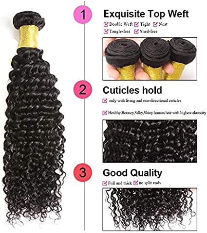 datanala Brazilian Virgin Deep Wave Human Hair Bundles 100% Unprocessed Deep Curly Human Hair Weave Long Inch Human Hair 1 Bundle Natural Black Color (12Inch Deep Wave 1 Bundle) - Image 4