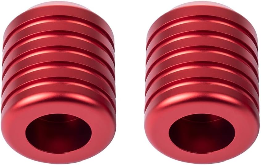 Advanblack ProTek Machined Harley Crash Bar Sliders 1.25" Decorative Wheel Rotatable End For Front Engine Guard Rear Saddlebag Guards (Red CNC)