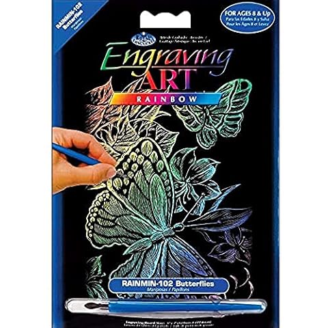 Royal Brush Mini Rainbow Foil Engraving Art Kit 3 Pieces - Butterflies, Multicolored, 12,5x17,5cm Cover
