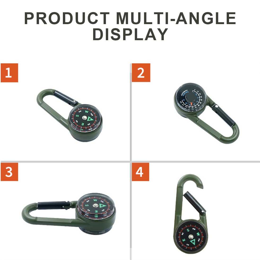 Boussole Thermomètre 3 En 1 Mousqueton Tactique Porte-Clés Pour Camping, Randonnée, Voyage