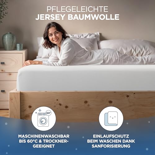 Samthus Jersey Spannbettlaken 140x200cm Oeko-Tex Made In Green - Weiß – Ansicht 6