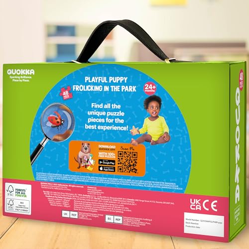 QUOKKA Riesige Bodenpuzzle ab 3 4 5 – 60x90 cm, 48-teilige Puzzle Spiele ab 2 3 4 Jahren – Große Spielzeug ab 3 4 Jahre – XXL Hündchen Geschenk für Jungen und Mädchen 5 6