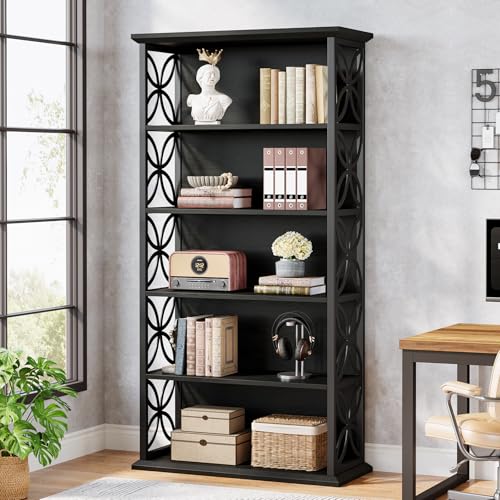 Image of Tribesigns 6-Tier Tall Bookshelf Set of 2, 71 inch Industrial Bookcase with Metal Frame, Freestanding Open Storage Shelves for Home Office, Living Room, Bedroom