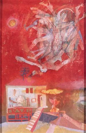 Peinture à l'huile The Angel Appears to Loth de Bela Kondor, une toile de maître 30x36 pouces