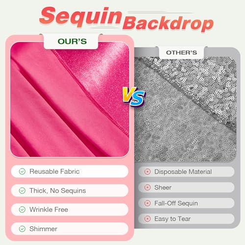 Image of 40x10 ft Wrinkle Free Hot Pink Sequin Backdrop Curtain for Parties-Thick Not Fall-Off Glitter Fuchsia Backdrop Drapes-8 Panels 5x10ft Shimmer Photo Back Drop Cloth for Wedding Birthday Photography