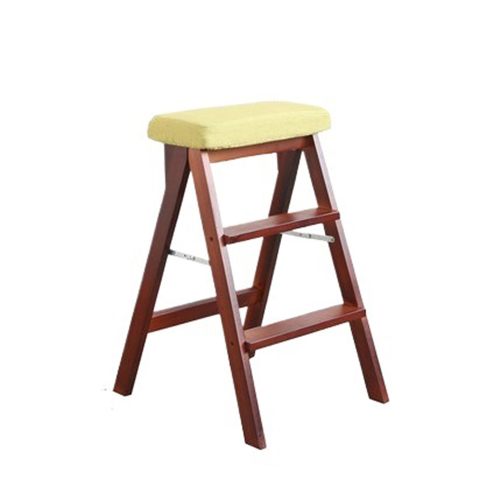 ZGYOZMNG Stepstools Solid Wood Staircase Portable Stool Ladder Chair Folding High Bench Suitable for Kitchen Bathroom and Office Use Step Stool(Matcha green) (Matcha Green)