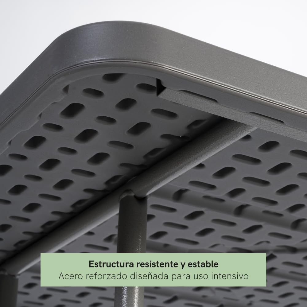 Mesa Rectangular 200 x 90 Cm con Patas Plegables de Exterior, Jardín, Catering, Hostelería y Eventos. Auxiliar para Comedor y Camping. Fácil de Transportar, Portátil y de PVC.