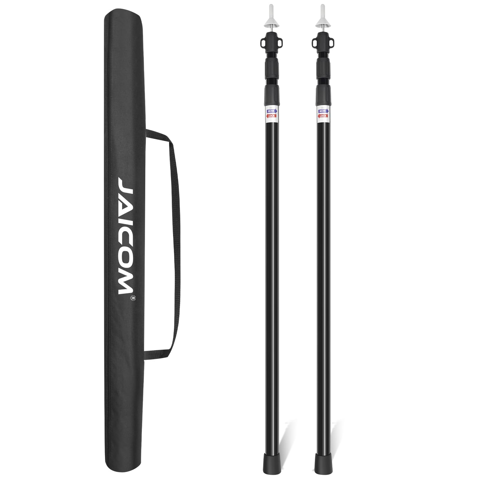 JAICOM Tent Poles Telescopic Tarp Poles Set of 2, Aluminium Extendable Adjustable Awning Poles, 95-230 cm, Suitable for Camping, Tent, Tarp, Canopy, Beach