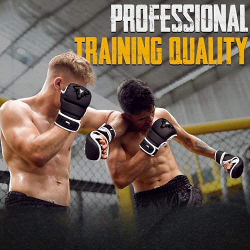 Islero Fitness Matte Black MMA Gloves Martial Arts Mitts Grappling Sparring Men Muay Thai Cage Fighting Boxing Combat Sports Women pink UFC Punching Bag Training (White, Small) - Image 5