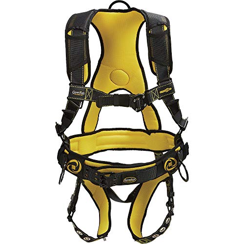 Guardian Fall Protection 21030 Cyclone Construction Harness with QC Chest/TB Leg/TB Waist Belt/Side D-Rings, Black/Yellow