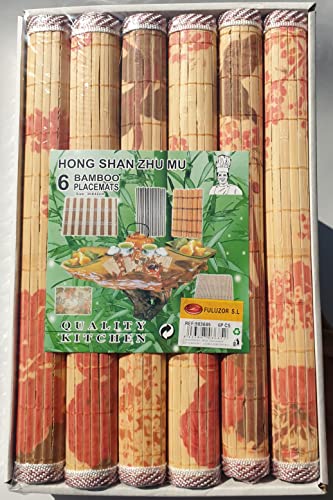 Salvamanteles Individuales De Bambú para Mesa, Manteles De Planta Natural para Platos. Tapetes Antideslizantes Y Antimanchas, También es Impermeable. Hecho De Plantas Naturales, 6 Unidades, 30X42CM Cover