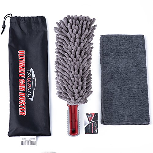 Car Duster Interior By Takavu, 360° Microfiber Fingers, Unbreakable Comfort Handle, Lint And Scratch Free, Include Microfiber Towel, For Car & Home Use, The Best Auto Accessories #TOP1