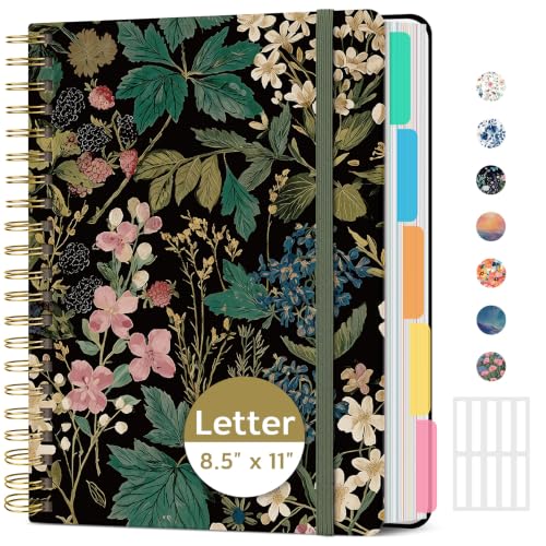 Taja Cute Large Spiral Lined Notebook for Work with 5 Removable Dividers