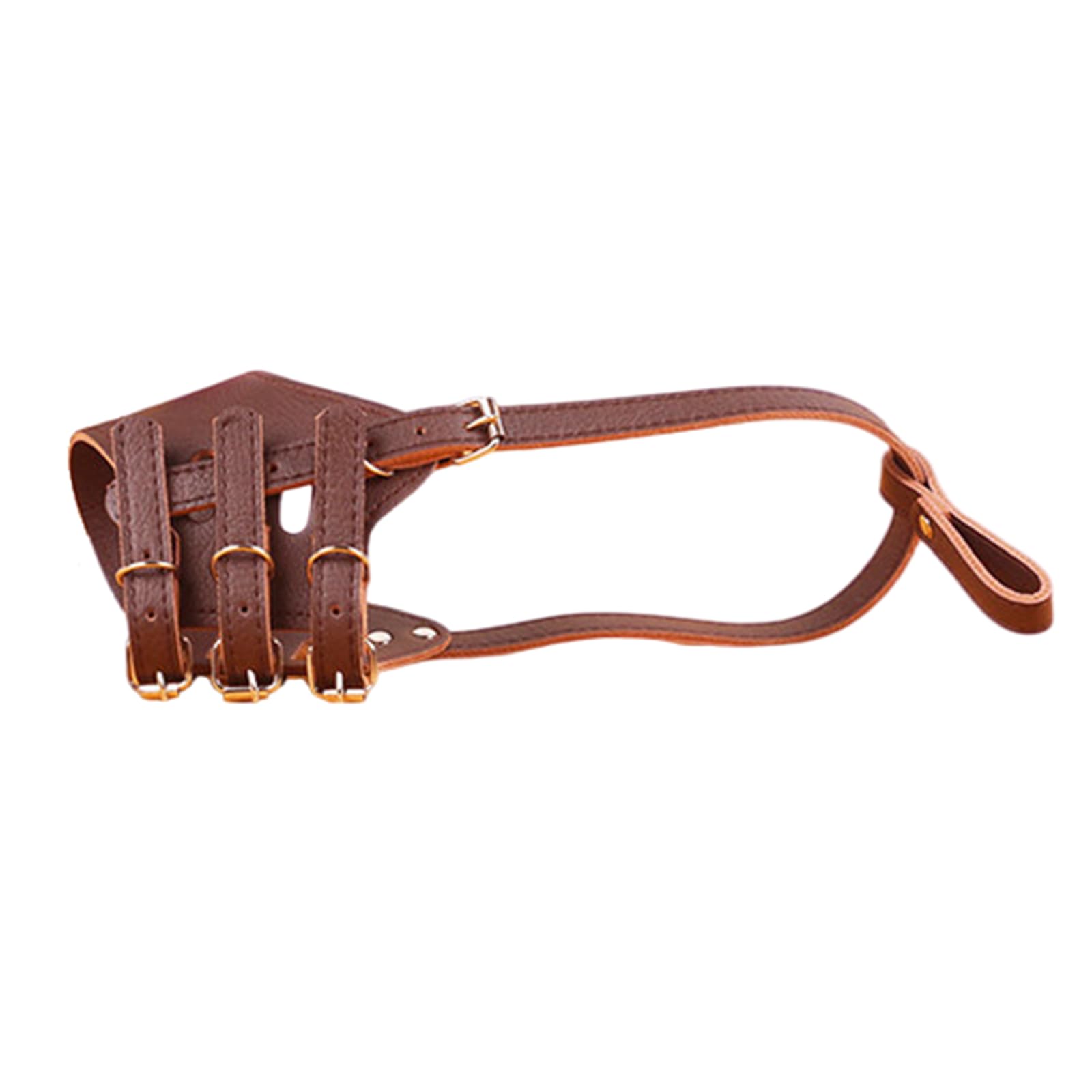 Bozal para Perros, Bozal for Perros, bozal for Evitar mordeduras, de Cuero, Transpirable, Ajustable, Permite jadear y Beber, Gran Orificio respiración(Brown,S)