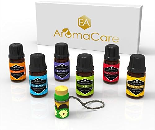 Essential Oils Gift Set,100% Pure (Lavender, Peppermint, Lemongrass, Tea Tree, Eucalyptus, Orange) Free Essential Oil Pendant