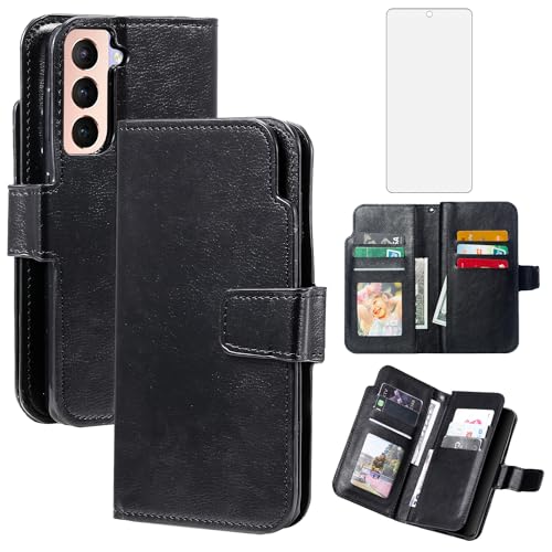 Étui Samsung S21 FE 5G Asuwish Protection Écran Verre Anti-Rayure Coque Portefeuille Rabat
