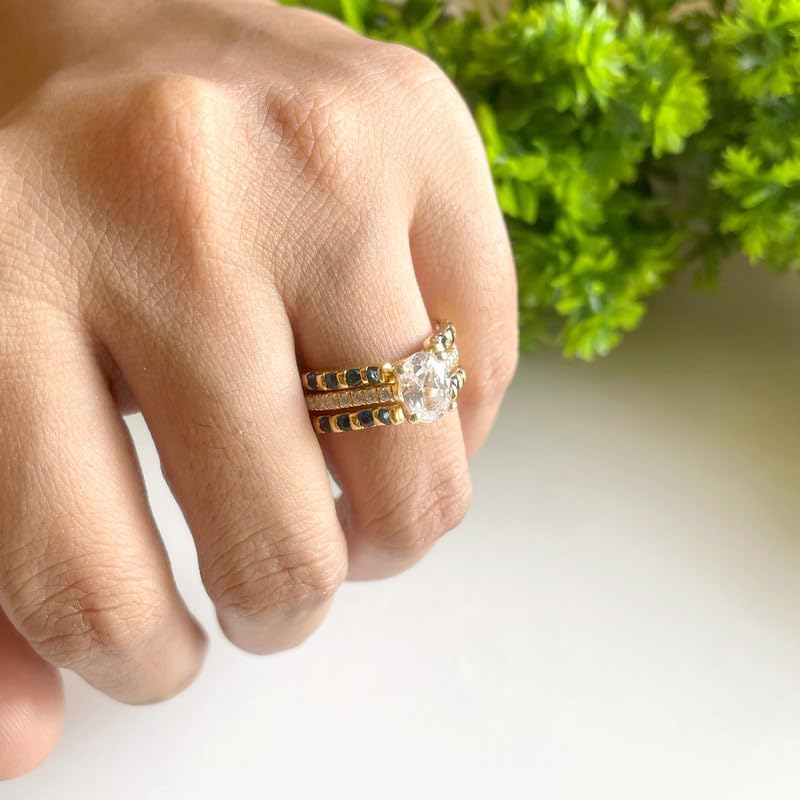 Blue Sapphire Enhancer Guard for Women, 14K Gold Finish Round Cut Sapphire Ladies Bridal Wedding Wrap Ring