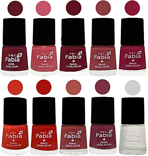 Image of SMC Fabia ALL IN ONE (PACK OF 10), Long Lasting Glossy Nail Polish, 6 ml Each, All Vibrant Colours,02440