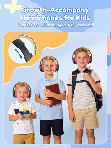 Image of Acer OHW328 Kids Headphones Wired for School - Over Ear Design | 85 /94dB Safe Volume, 3.5mm Jack Foldable Headphones for Kids Boys Girls Classroom Yoto Player Chromebook Travel Black Red