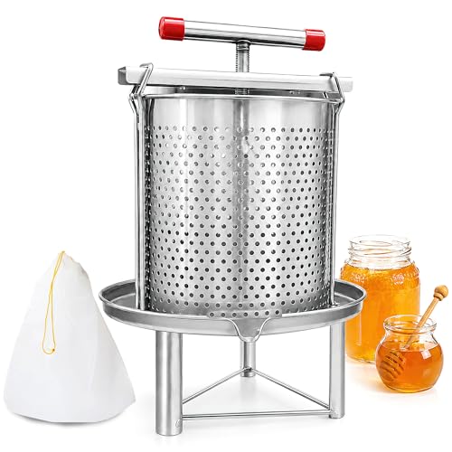 BLANRICO Honey Press Extractor Machine 3.5 Gallon Stainless Steel Manual Beekeeping Tool Easy to Use Multi-Purpose Honey Wax Fruit Press for Home Use