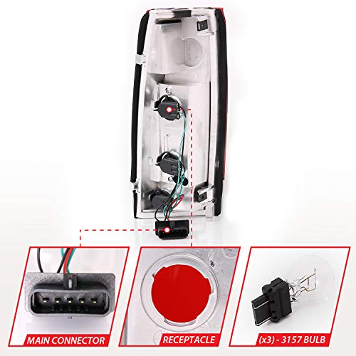 Anzousa 211140 Cadillac/Chevrolet/Gmc Red/Clear G5 Tail Light Assembly - (Sold In Pairs) #TOP1