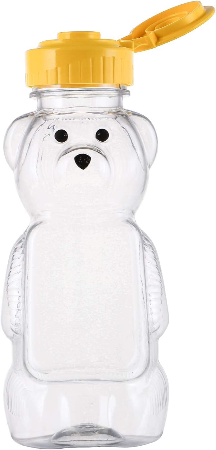 Confezione da 16 barattoli in plastica da 226,8 g, a forma di orsetto, per miele e miele, vuoti, con coperchio ribaltabile, per conservare e distribuire