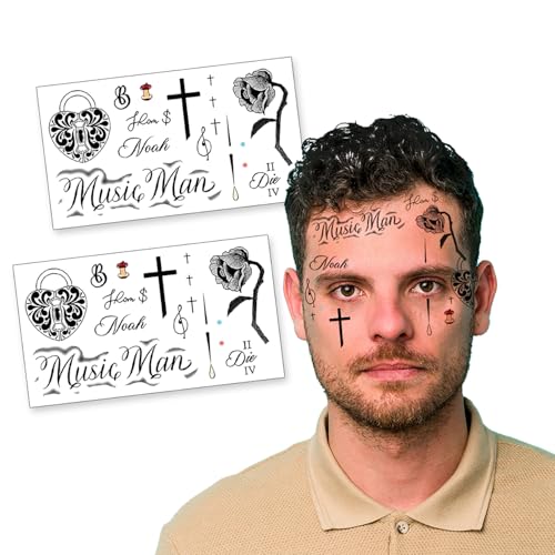 Jason DeFord Inspired Face Tattoo Set | Jelly Temporary Tattoos | Halloween Costume | Skin Safe Two sets