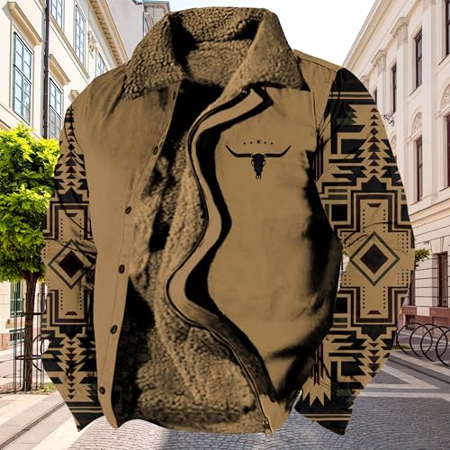 ZOCAVIA Ethnic Aztec Fleece Jackets for Men Fashion Casual Western Vintage Sherpa Jacket Fall Winter Warm Country Cowboy Coat2