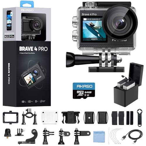 AKASO Brave 4 Pro アクションカメラ 4K 20MP デュアルカメラ