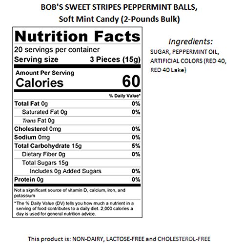 Bobs Sweet Stripes Peppermint Balls, Soft Mint Candy (2-Pounds Bulk)