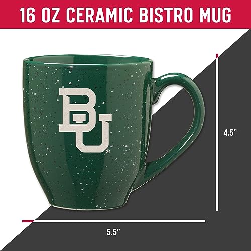Image of Rico Industries NCAA Baylor Bears Green Personalized 16 oz Team Color Laser Engraved Speckled Ceramic Coffee Mug