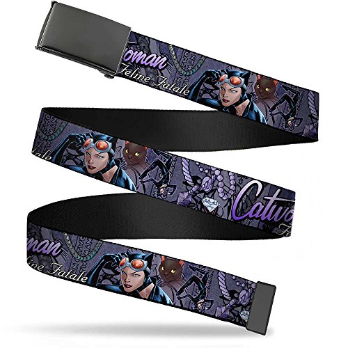 Buckle-Down Men's Web Belt Catwoman, Multicolor, 1.25