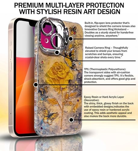 Coque iPhone 14 antichoc à paillettes avec support béquille et 2 protèges écran - 7